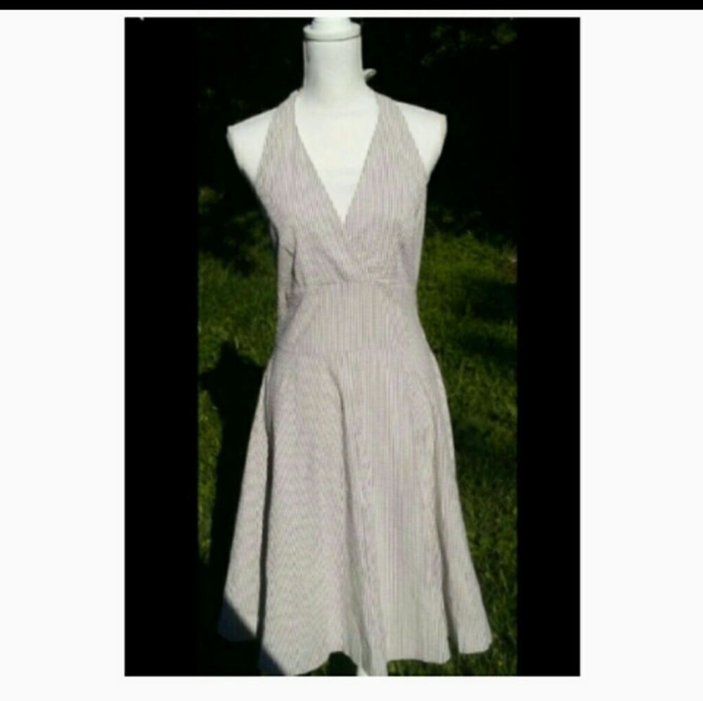 Isaac Mizrahi Pinstriped Halter Dress sz 6